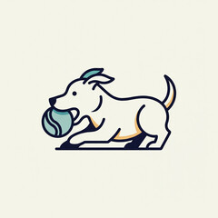 Fototapeta premium Icon of a dog biting a ball