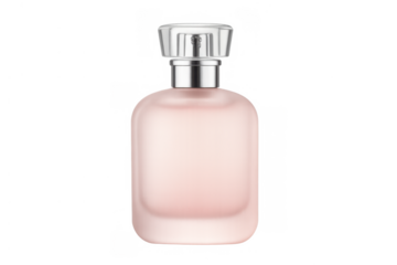 Pink perfume bottle with silver cap, luxury fragrance for beauty and cosmetics industry on transparent changing background