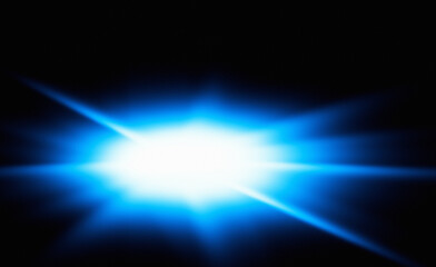Obraz premium Bright blue lens flare with rays and glow