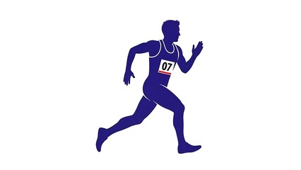 Dynamic silhouette of runner in motion with number 07 for sports marketing campaigns or fitness promotions that inspire speed and endurance