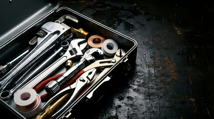 Open Toolbox Filled with Plumbing and Mechanical Tools