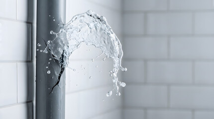 Burst Pipe Spraying Water in Bathroom