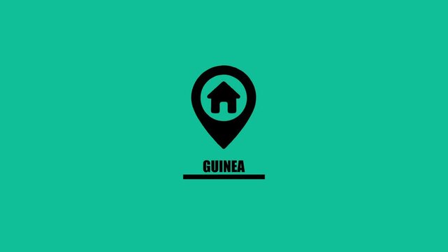 Guinea Location Pin Icon with House Symbol and Text image photo.