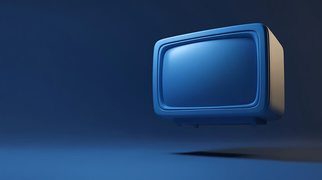 Retro charm meets modern design in this minimalist image. A blue TV set pops against the monochromatic backdrop, creating a nostalgic yet contemporary vibe.