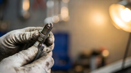 Mechanic Holding Metal Component in Workshop