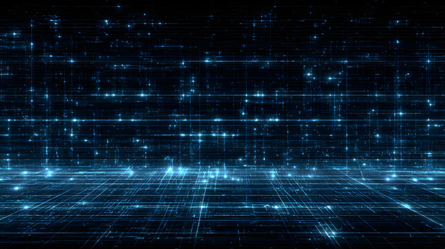 cyber grid texture with glowing blue and black digital pattern creating a sleek futuristic tech background - Powered by Adobe