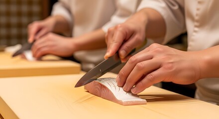 Precise Cuts A Culinary Artists Dedication to Fresh Ingredients and Refined Technique, Perfection.