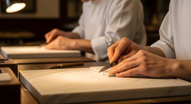 Hands skillfully crafting intricate details, a mesmerizing display of artisanal expertise and precision.
