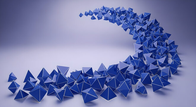 Blue Geometric Shapes Flowing Pattern Copy Space