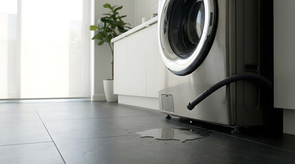 Technician Repairing Washing Machine Drain System