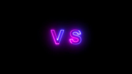 Abstract glowing neon Versus vs background icon animation. VS letters for sports, fight, competition, neon animated versus vs bars neon multiplayer co op team with smoky black background 4k looping