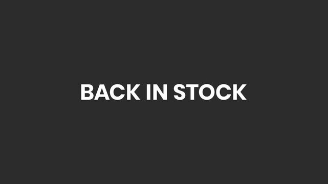 Back In Stock Swirly Lines Text Animation 4K &ndash; Restock Alert for Returning Products and Inventory Updates