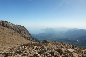 The panorama from Tahtali mountain, Antalya provence, Turkey	
