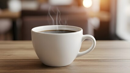 Hot coffee in a white mug laying on the sack.