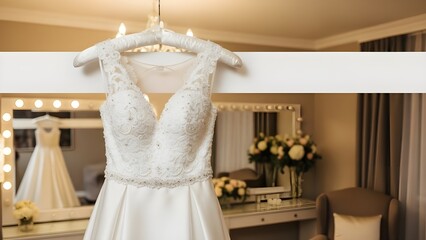 Lace wedding dress boutique showroom display