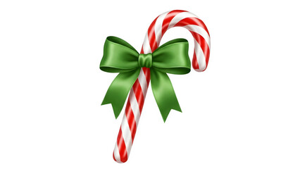 Festive candy cane with green bow on black background for holiday season