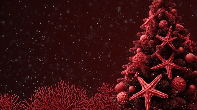 Christmas tree in style of horror fantasy adventure theme, stranger carnivorous plant starfish