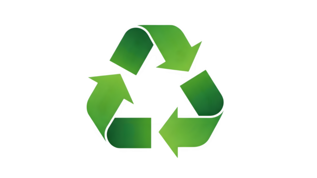 Green recycling symbol on black background representing sustainability and environmental awareness