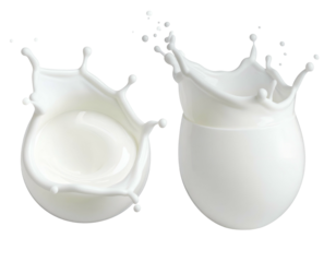 Vibrant white liquid splashes, two forms, dynamic, fresh, energetic