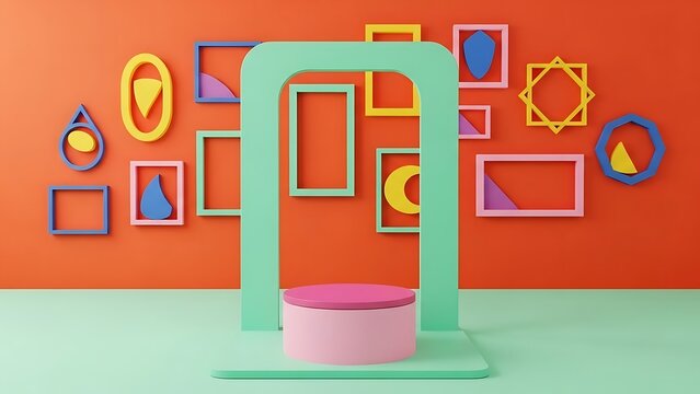 Geometric composition showcases pastel hues in an aesthetically pleasing manner