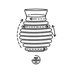 Industrial pump or bellows mechanism with movement arrows icon