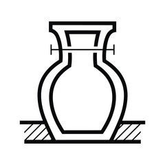 Simple line art icon of a vase with a measurement level indication