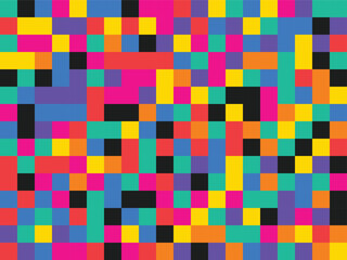 Colorful pixel art background abstract mosaic pattern with vibrant squares ideal for digital design and retro gaming concepts