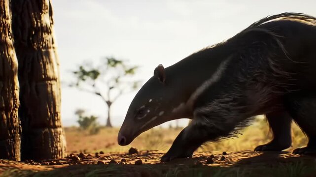 Tapir walking in nature, wildlife, mammal, tropical rainforest, animal wildlife, outdoor.