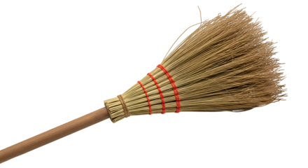 Traditional Whisk Broom with Natural Bristles and Wooden Handle