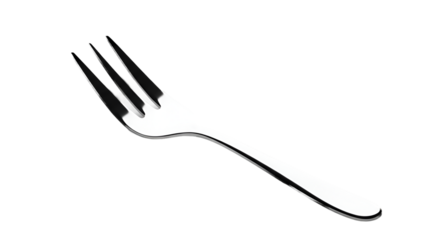 Polished Metal Fork with Dramatic Shadows on a Grey Background