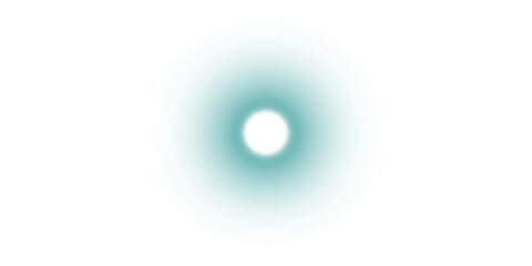 A soft, glowing teal halo surrounds a bright white central light on a plain white background.