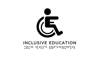 Inclusive education symbol with wheelchair and braille