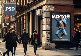 Urban scene, Kiosk light box poster design mockup