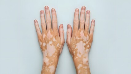 Vitiligo on the hands with white background