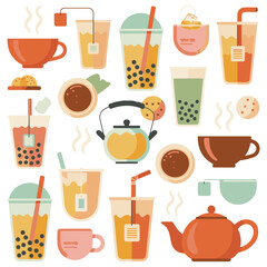 Hand-drawn Italian Food and Drink Ingredients Collection