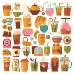 Hand-drawn Italian Food and Drink Ingredients Collection