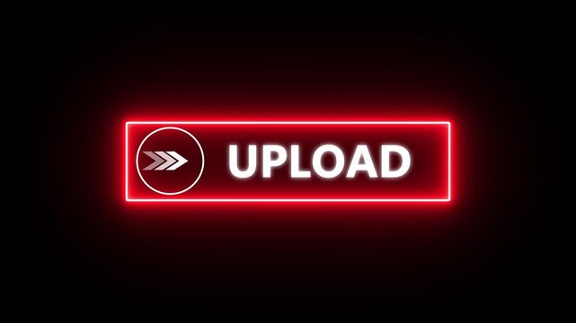 Upload to cloud from computer animated footage looping in black background with up arrow icon neon line dollar concept. Upload button icon, Upload sign animation with Upload icon