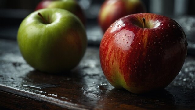 red apples on a black background - Powered by Adobe