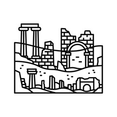 Fototapeta premium Ancient City Ruins Outline Icon