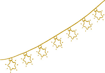 Hand-Drawn Whimsical Star Garland Border