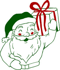 Hand-Drawn Whimsical Santa Claus Holding Gifts