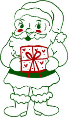 Hand-Drawn Whimsical Santa Claus Holding Gifts