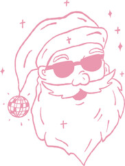 Hand-Drawn Whimsical Santa Claus with Sunglasses