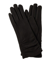 A pair of black lace gloves with intricate floral patterns isolated on transparent background