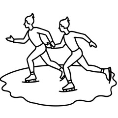 Fototapeta premium Two Ice Skaters Gliding Across the Ice Rink.