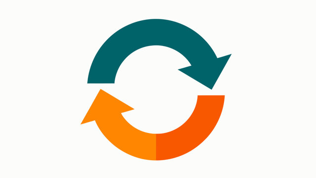 Circular arrows icon for website update and data sync, workflow process, and content refresh, ensuring seamless technology experience