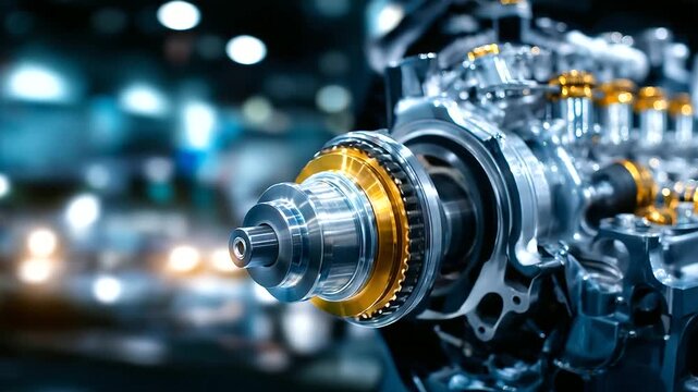 Complex engine closeup, powerful machine heart, vehicle mechanical design, intricate detail emphasis, raw mechanical energy, automotive engineering focus, defocused peripheral comp
