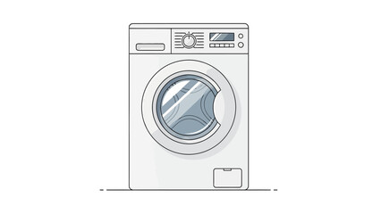 Frontloading washing machine illustration with grayblue drum detail