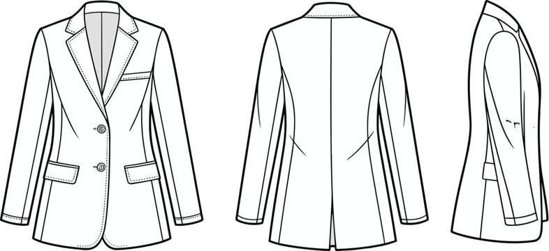 Three Views of a Single- Breasted Blazer with Notched Lapels jacket womenswear