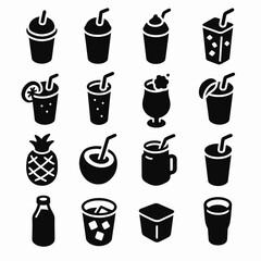 Obraz premium Variety of beverage icons: sodas, juices, smoothies